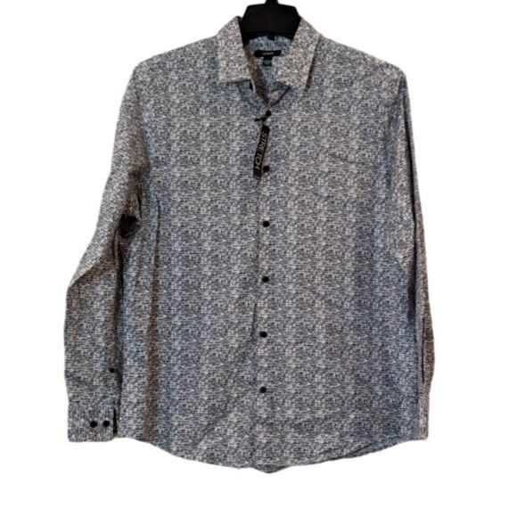 Alfani Mens Size Large Bright White Stretch Long Sleeve Collared Button-Up Shirt - Picture 1 of 10